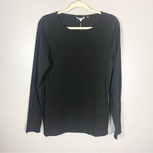 Minnie Rose Long Sleeve Knit Pullover Top Crew Neck Woman size XL Black